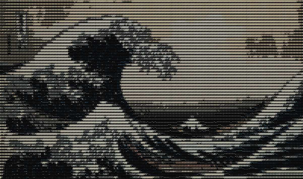 The Great Wave in color ASCII art