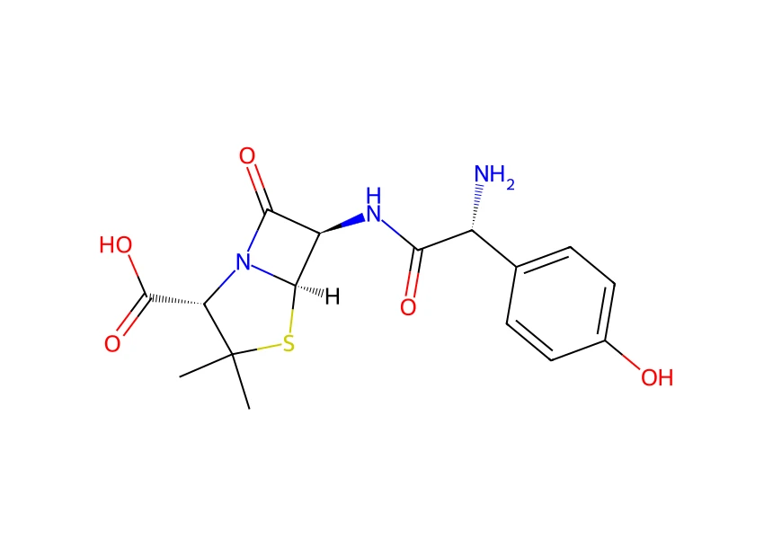 Amoxicilline : COOH, amine et phénol coexistent